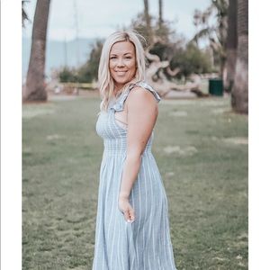 Chambray striped midi dress